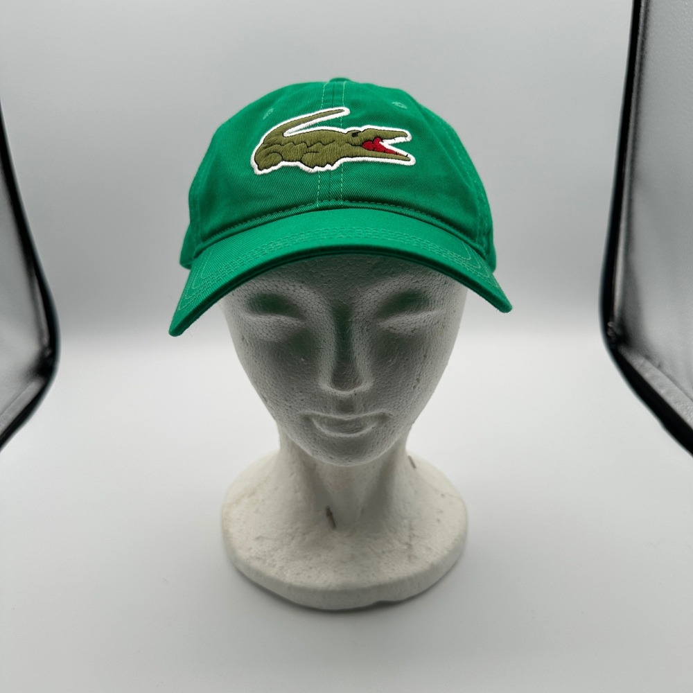 Lacoste Mens Womens Baseball Cap Hat One Size Green Big Logo Adjustable Strap